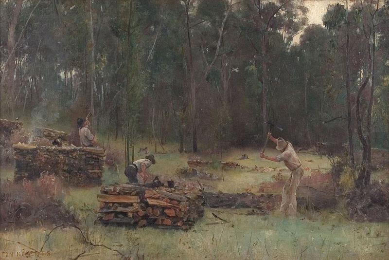 Tom roberts Wood splitters, oil painting picture
